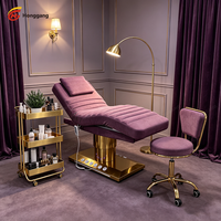 Table de massage électrique ergonomique professionnelle réglable en hauteur pour spa, avec LED, luxe moderne, pour hôtel et institut de beauté