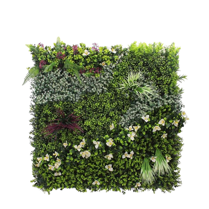 Panel de Césped Artificial Personalizado al por Mayor de 50x50cm, Panel de Pared de Hierba Verde Artificial, Hojas de Helecho, Flores de Lavanda, Jardín Vertical, Decoración Interior y Exterior - Product Image 1