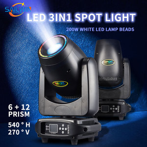 Sailwin 200W LED Beam 3-en-1 Projecteurs à Tête Mobile 15 Gobos Fixes 8 Couleurs 6+12 Prims Effet de Brouillard BSW Wash Zoom Projecteur à Tête Mobile - Product Image 1