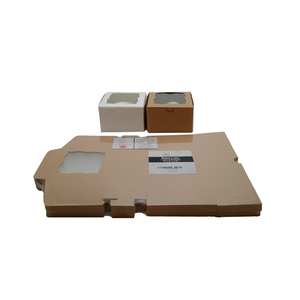 Boîtes d'emballage alimentaire jetables personnalisées pour muffins individuels, couleur unie, pliables, en papier kraft brun, mini-boîte à cupcakes avec fenêtre - Product Image 5