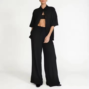 Novedades en Oferta, Ropa de Lino Otoñal, Camisa Informal con Cuello Camisero, Pantalones de Cintura Alta, Traje de Dos Piezas para Mujer - Product Image 3