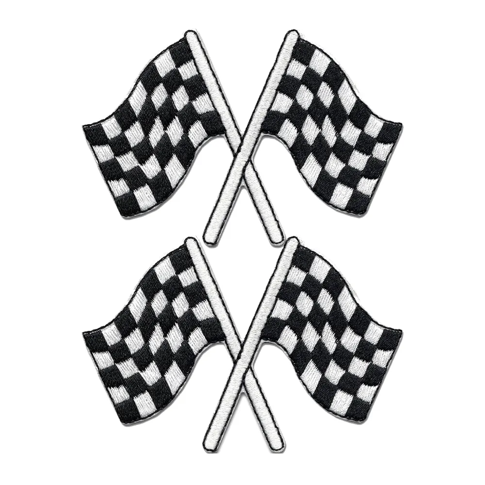 Atacado bordado de chenille bordado bandeira xadrez lagarta costurar ferro em remendos personalizado para roupas jaquetas chapéu