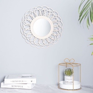 Flower Shape <b>Wall</b> <b>Mirror</b> <b>Silver</b> <b>Mirror</b> Handmade Decorative <b>Mirror</b> For Living Room Entryway Dressing <b>Mirror</b> - Product Image 2