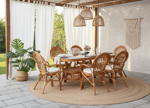 Ensemble de salle à manger en rotin traditionnel JAVA, design confortable pour appartement et hôtel, meubles de maison, vente chaude - Product Image 4