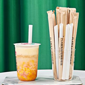 Wholesale Disposable White PLA Boba Drinking <b>Straw</b> Milkshake Biodegradable Boba Tea <b>Bamboo</b> Fiber <b>Straws</b> - Product Image 1