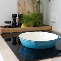 Poêle à frire en fonte émaillée 16/20/26 cm, fond plat, compatible avec les plaques à induction, les cuisinières à gaz, universelle, poêle simple