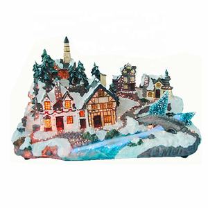 Lampu LED dekorasi rumah desa Natal salju Resin <span class=keywords><strong>Fiber</strong></span> optik lampu LED dengan main skate dekorasi rumah Eclectic untuk penggunaan musiman hadiah memberikan - Product Image 6