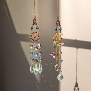 Campana de Viento de Cristal con Diamantes de Colores Colgantes, <span class=keywords><strong>Sol</strong></span> y Luna, Arcoíris para Jardín, Adorno Hecho a Mano para Decoración de Pared <span class=keywords><strong>del</strong></span> Hogar - Product Image 1