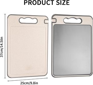 Planche à découper double face en acier inoxydable 304 et paille de blé, antiadhésive, compatible lave-vaisselle, écologique, facile à nettoyer, pour la cuisine - Product Image 3