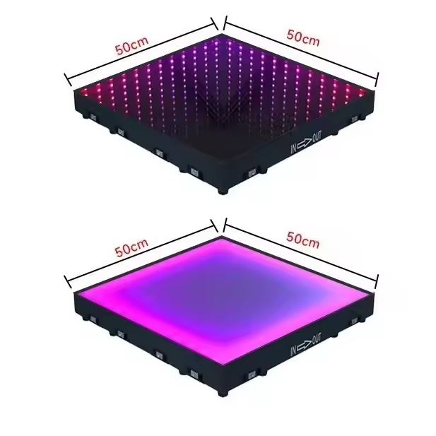 Supershow 3d Infinity Mirror Led Dance Floor Tiles Glass Panel Dmx Night Club Rgb Light up Led Dance Floor Magnetic for Wedding