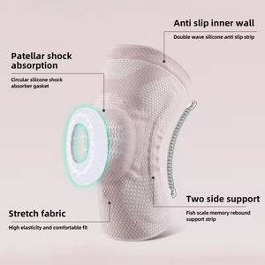 Manchons de compression soulagement de la douleur <span class=keywords><strong>anti</strong></span>-dérapant Silicone conception Nylon Double ressort barres Silicone genouillère sport genouillère soutien - Product Image 2