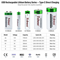 2025 grosir dan harga pabrik Lithium tipe-c AA 1.5V 2200mWh baterai isi ulang untuk peralatan rumah tangga