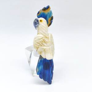 Sculpture de perroquet en Dumortierite/Calcite blanche/Agate bleue, taille L, BJ2648 - Product Image 1