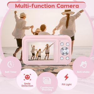 กล้องดิจิตอลสำหรับเด็กขนาด 2.4 นิ้ว 48MP ถ่ายภาพน่ารักสำหรับการเดินทาง ความละเอียดวิดีโอ 1080p เซ็นเซอร์ CMOS จับภาพยิ้ม จดจำใบหน้า น่ารัก - Product Image 2