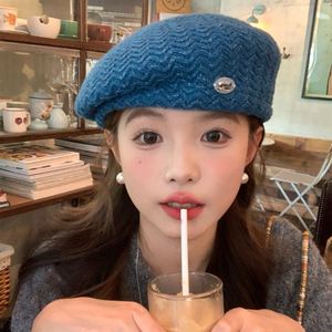 Knitted <b>Beret</b> Women's Face-Looking Small Versatile and Winter Painter Cap - Product Image 3