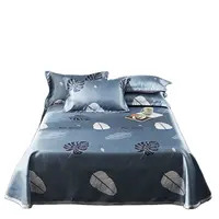 Yaz sıcak satış lüks polyester buz ipek kumaş yatak odası en iyi serin duygu yatak mat düz levha seti ile 3 adet 2 yastık kılıfı