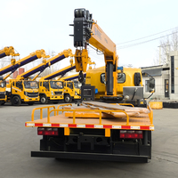 Grue hydraulique montée sur camion, grue de 6, 8 et 10 tonnes, grue à flèche télescopique pliable pour camion benne