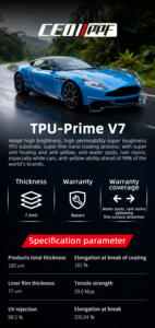 Ceo pf 10 שנים אחריות 7.5mil הגנה צבע סרט איכות usa 60 "* 50ft tpu pf אנטי-שריטה דבק ashland - Product Image 5