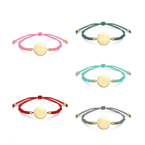 In acciaio inossidabile argento oro rosa 18k oro rotondo ciondolo bracciale nodi in corda di macramè nome personalizzato data logo bracciale - Product Image 1