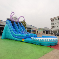 Château gonflable commercial à double piste pour enfants, avec toboggan aquatique profond et piscine, pour usage intérieur/extérieur et scolaire