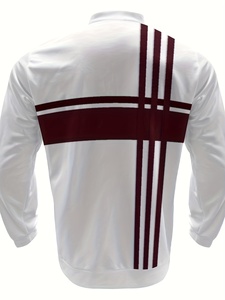 <span class=keywords><strong>Costume</strong></span> de sport décontracté pour <span class=keywords><strong>homme</strong></span>, automne 2025, nouveau style minimaliste, rayures rouge rose, motif d'assemblage, avec un élégant col zippé mi-long - Product Image 5