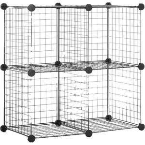 Factory Outlet Modern Standing Type Iron Material Four-Tier Multi Cube Wire <b>Grid</b> Storage Shelf <b>Metal</b> Clothing Rack - Product Image 2