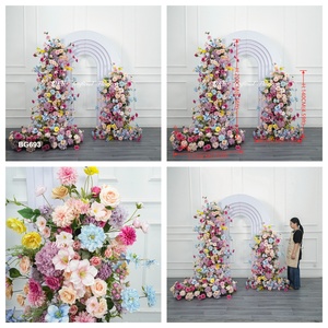 Customizable Colorful Realistic <b>Artificial</b> Silk Flowers Wedding Arch Backdrop High Quality Modern Style Rose Arch Runner - Product Image 3