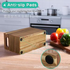 Organizador de Cocina de Madera, Caja Multifuncional con Divisores, Porta Utensilios de Escritorio, Artesanía en Madera Sólida - Product Image 5