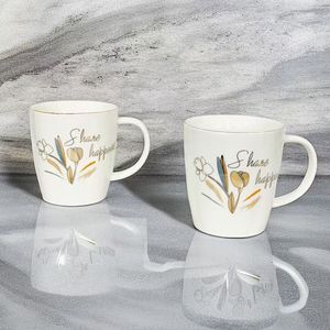 Factory Wholesale Customizable Nordic Style Logo Pattern Stoneware <b>Ceramic</b> <b>Mug</b> Gold Rim Reusable Food Safe Dishwasher Business - Product Image 6