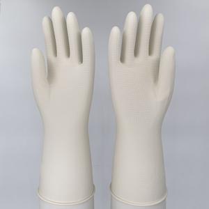 قفازات مطاطية بيضاء مقاومة للماء قابلة لإعادة الاستخدام بوزن 50 جرام، سميكة ومزودة بقبضة ماسية، للتنظيف المنزلي والمطبخ والعمل - Product Image 1