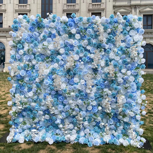 S04 maison mariage décor bleu fleur mur toile de fond panneau 8x8 ft 3D rouler soie artificielle Rose fleur mur pour fête événement Photo - Product Image 5