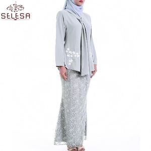 Kemeja Kedua2020ファッションストライプビューティーケバヤ中国ManxunサプライヤーレースフローラルプリントBajuKurungサテン - Product Image 4