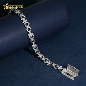 Hip Hop Takı Rapçi Sonsuzluk Buzlu Küba Haçı 8mm Mozanit Elmas 925 Ayar Gümüş Bileklik - Product Image 3