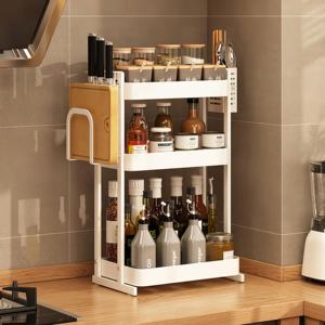 Cocina sobre el fregadero Estante de metal 2/3 niveles Botella de especias Cuchillo Plato Tabla de cortar Soporte de almacenamiento con instalación tipo gancho - Product Image 2