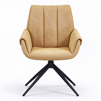 Fauteuil de salle à manger pivotant de luxe en tissu, avec dossier haut, support ergonomique incurvé et structure en acier robuste thermolaqué
