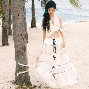 Ensemble de bikini et robe longue de plage style féerique, dos nu, décolleté plongeant, <span class=keywords><strong>sexy</strong></span>, pour séance photo, esthétique estivale - Product Image 6