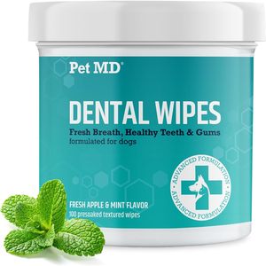 Toallitas Dentales Pet MD, 100 Unidades, Sabor a Manzana Fresca y Menta para Perros - Product Image 1