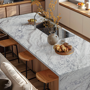 Piedra de Cuarzo Artificial Moderna, Resistente al Agua, Ecológica, con Aspecto de Mármol Gris de Lujo, Impresa en 3D y Pulida a Mano de Alta Calidad Personalizada - Product Image 1