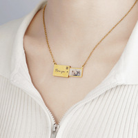Collier enveloppe créative, nouveau Style, en acier inoxydable, avec inscription sur Photo à graver, médaillon mémoire, collier pour Couple, amoureux, bijoux