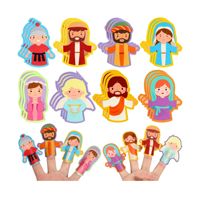 Religieux personnalisé Jésus chrétien crèche scène Bible jouets feutre marionnettes à doigt pour enfants fête de Pâques remplisseurs d'oeufs