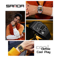 Montre numérique unisexe SANDA 3192, montre-bracelet électronique à double affichage tendance, montre de sport étanche pour étudiants avec réveil