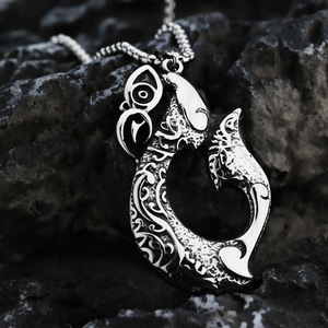 Colgante de acero inoxidable con diseño de anzuelo vikingo para hombre, amuleto con diseño geométrico asimétrico para ropa, regalo a juego - Product Image 4