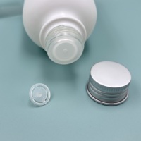 Botella Cosmética de Alta Calidad de 120 ml, Botella Redonda de Vidrio Blanco con Tapa de Rosca