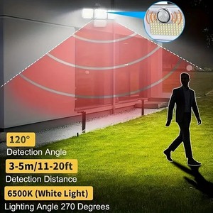 Lumière de sécurité à 4 têtes 333 LED, étanche IP65, 270 ° Lampes solaires murales à large <span class=keywords><strong>angle</strong></span> pour l'extérieur, pour la cour et le jardin - Product Image 6