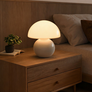 Mushroom Table <b>Lamp</b> White E27 LED <b>Touch</b> Control Eye Caring <b>Bedside</b> Night Light Decor For Bedroom - Product Image 1