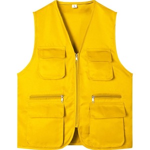 Multi Pocket Vest For Kids Yellow Polyester Breathable Outdoor Sports Vest Size L - Product Image 1