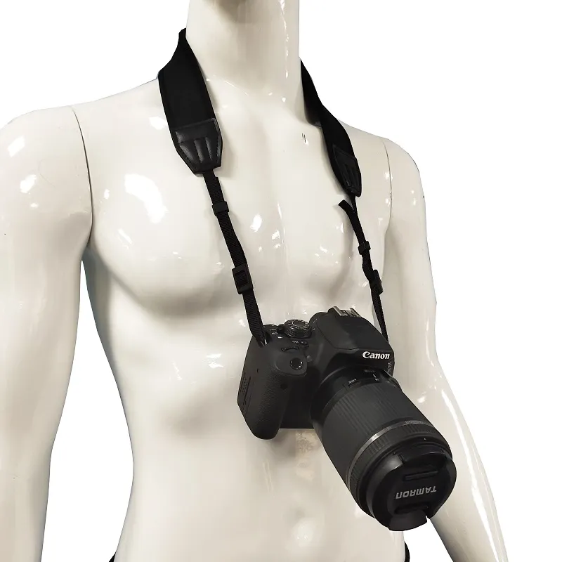 Adjustable Custom Camera Strap 5 mm Thickness Black Neoprene Camera Strap