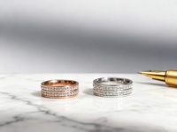 Bagues en acier inoxydable à double bande en gros, strass brillants, bijoux de fête de fiançailles non décolorants, unisexe, empilables, tendance, au quotidien