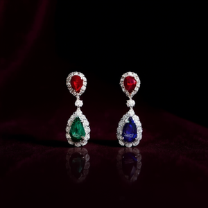 Orecchini Pendenti Classici da Donna in Lega d'Oro con Rubino Taglio a Pera, Montatura a Castone, Gioielli alla Moda per Feste, a Forma di Goccia d'Acqua - Product Image 2