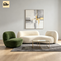 Sofá Modular Curvo de Estilo Moderno de Mediados de Siglo con Estructura de Madera Sólida para Sala de Estar, Apartamento y Áreas de Recepción de Hotel
